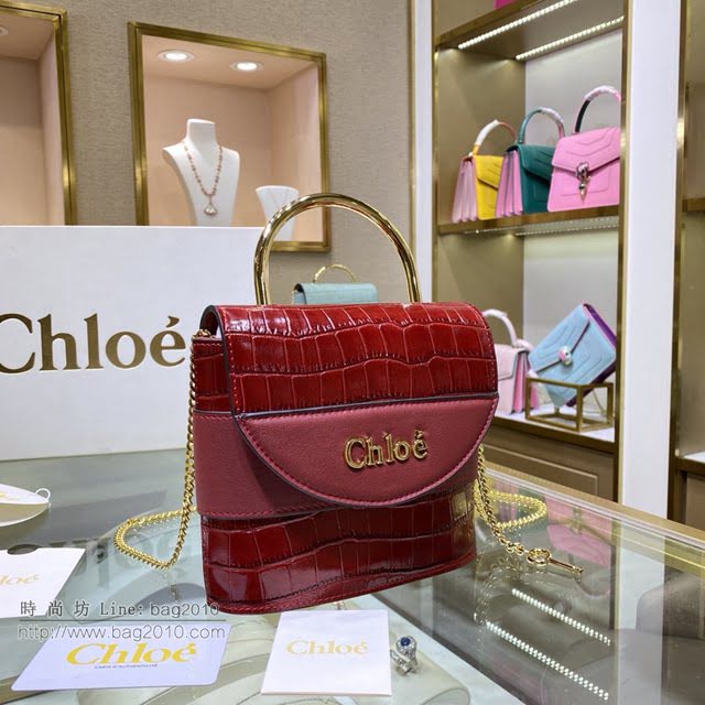 Chloe女包 克洛伊經典Aby lock鱷魚紋圓環鏈條手袋 Chole手提肩背斜挎包  jjh1346